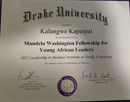 Mandela Washington Fellowship Certificate